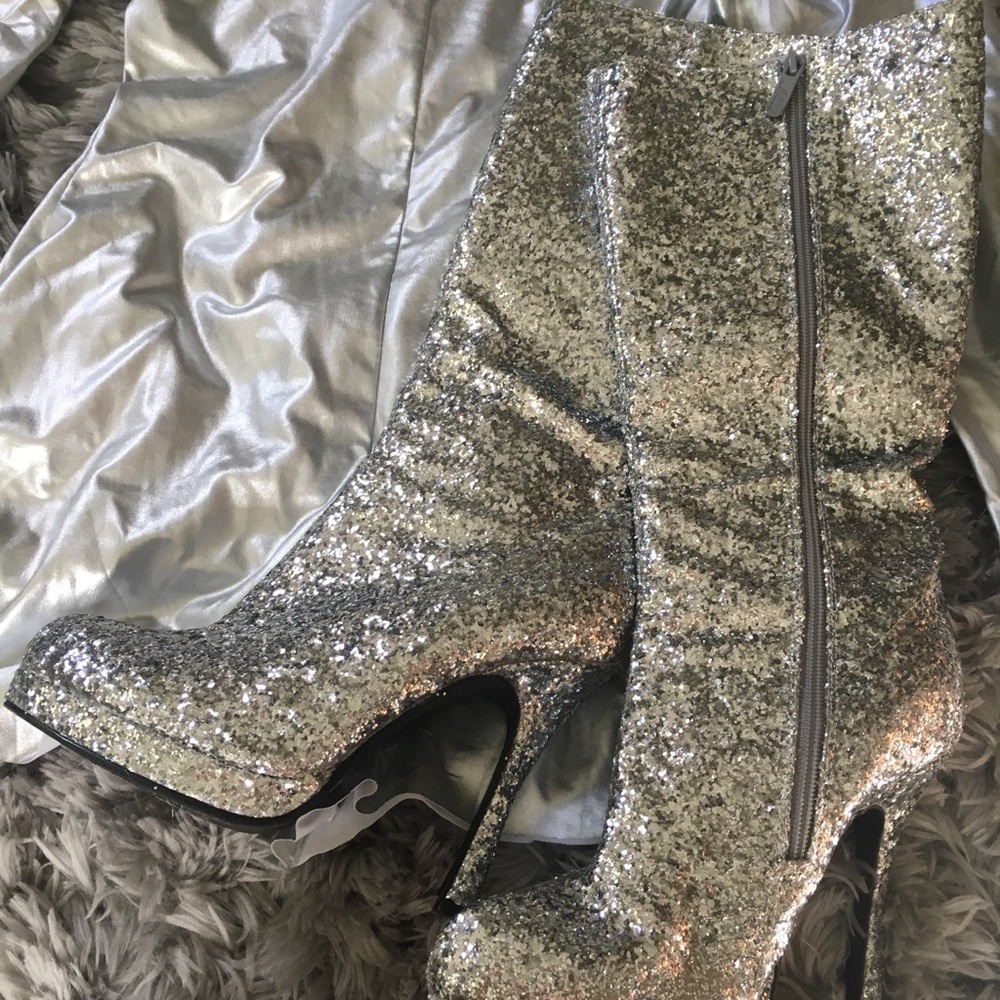Silver glitter boots